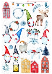 WINTER GNOME CITY DECOUPAGE