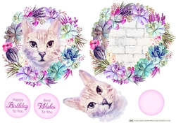 CACTUS KITTY 1 DECOUPAGE TOPPER