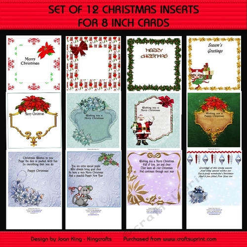 Set of 12 Eight inch inserts for Christmas