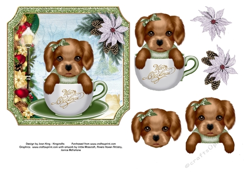 Cute Christmas puppy in green