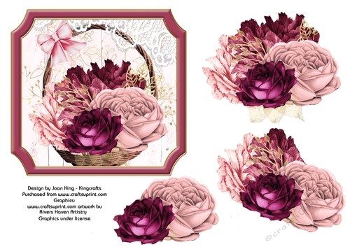 Basket of pink & burgundy roses
