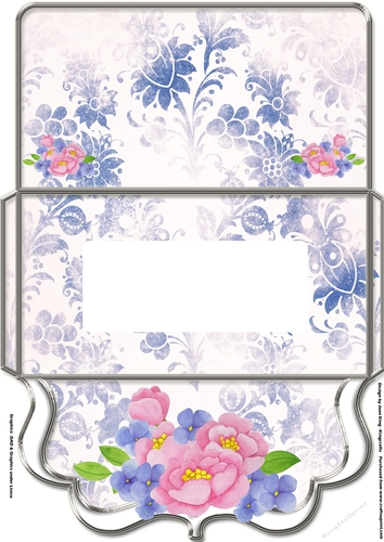Pink and blue flowers money voucher wallet