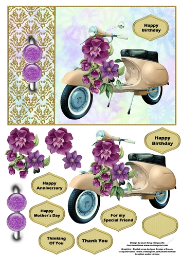 Scooter with lavender flowers