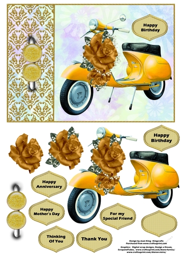 Scooter with yellow roses