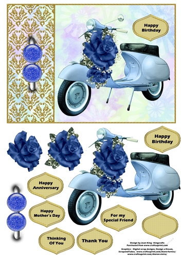 Scooter with blue roses