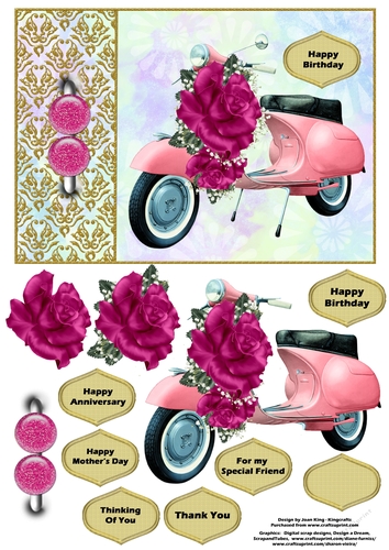 Scooter with pink roses