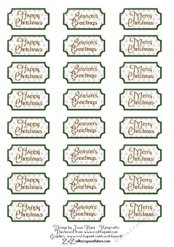 24 Green greeting tags for Christmas