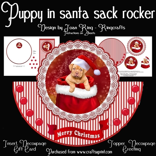 Puppy in Santa sack Rocker Card