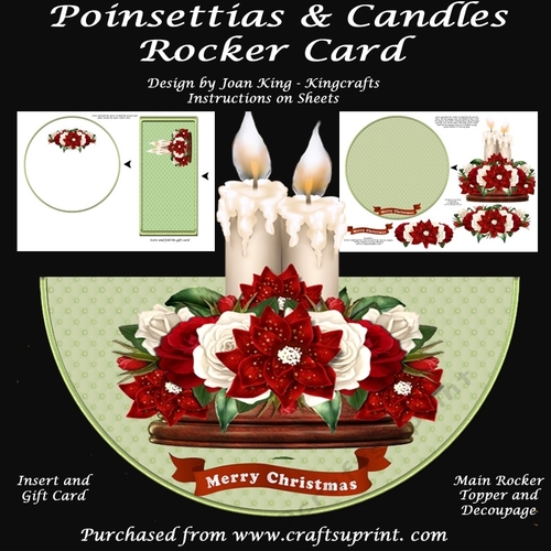 Christmas Poinsettias and Candles Rocker Card