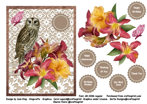 Owl and lillies