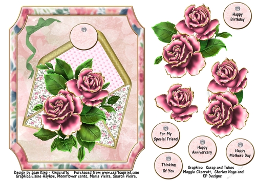 Pink Roses in an envelope