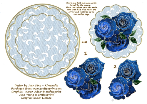 Blue roses rocker card