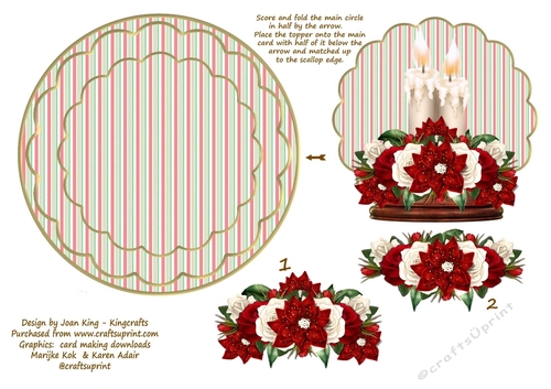 Candles & Poinsettias rocker card