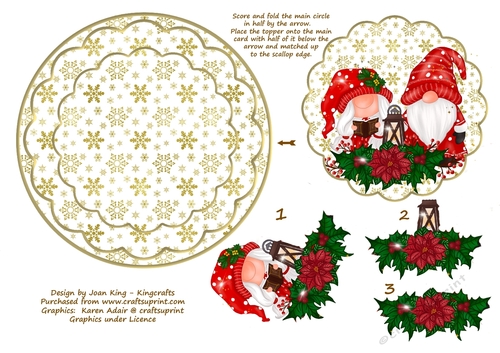 Gnomes & Poinsettia rocker card