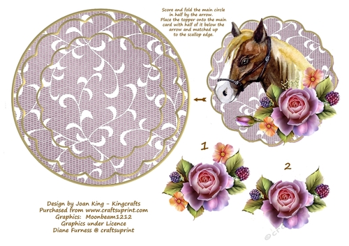 Horse & Roses rocker card