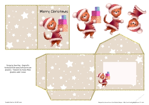 Santa Christmas cat gift card and envelope