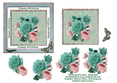 Peach and aqua roses for a birthday