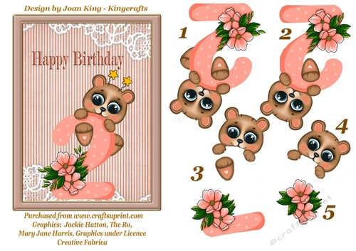 Birthday bear girl Age 2