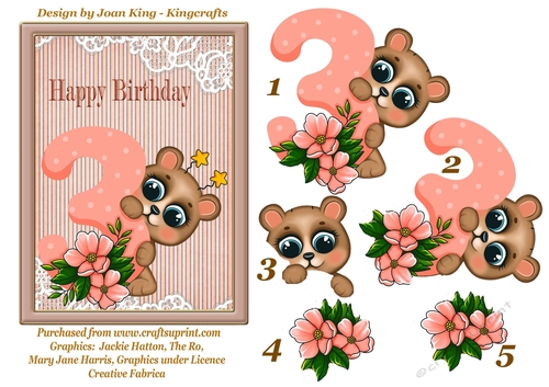 Birthday bear girl Age 3
