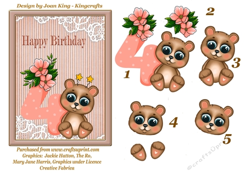 Birthday bear girl Age 4