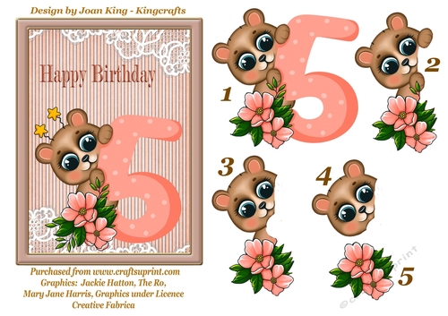 Birthday bear girl Age 5