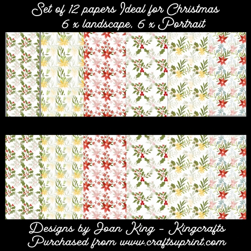 Set of 12 backing sheets suitable for Christmas 6 portrait, 6 landscape