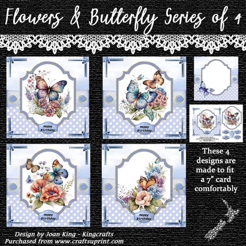 Flower & Butterfly series of 4