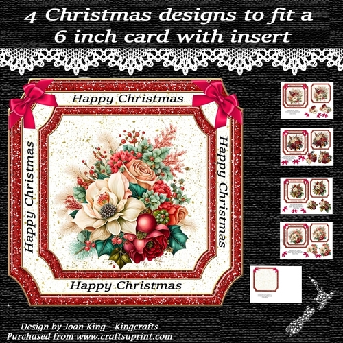 Set of 4 Christmas designs with matching insert