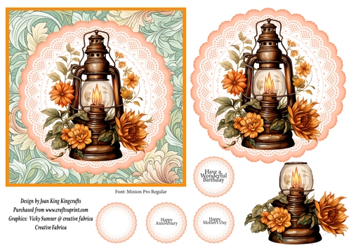 Oil Lamp and Flowers