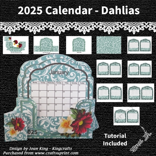 Dahlias Desktop Calendar 2025