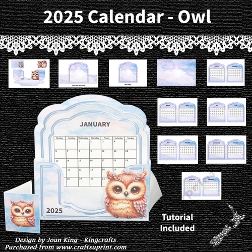 Owl Desktop Calendar 2025
