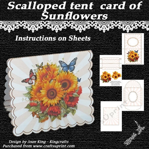 Scalloped tent card of sunflowers