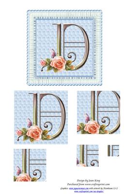 Floral Rose Monogram Letter D