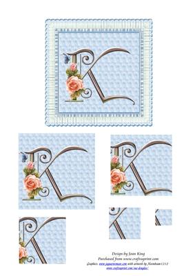 Floral Rose Monogram Letter K