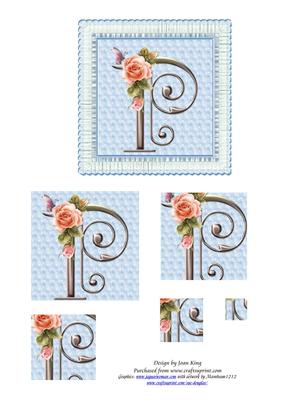 Floral Rose Monogram Letter P