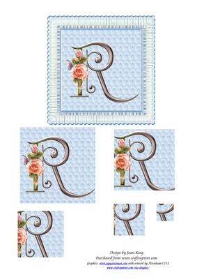 Floral Rose Monogram Letter R