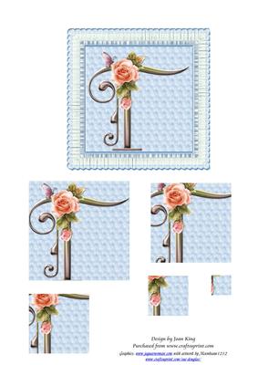Floral Rose Monogram Letter T