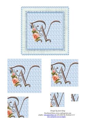Floral Rose Monogram Letter W