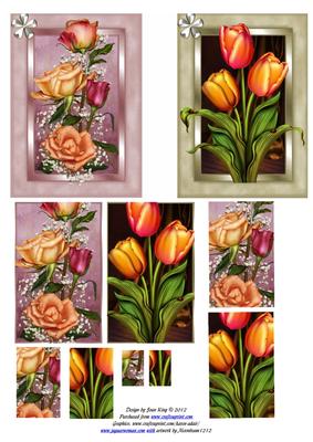 2 Floral Card Fronts with Pyramage