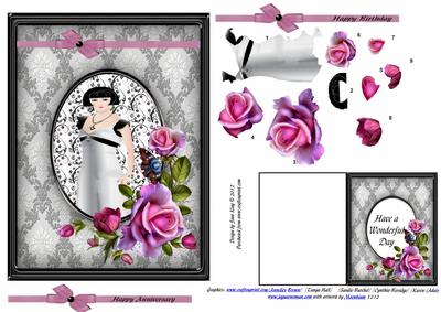 Art Deco Lady with Roses