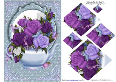 Blue Teapot with Roses
