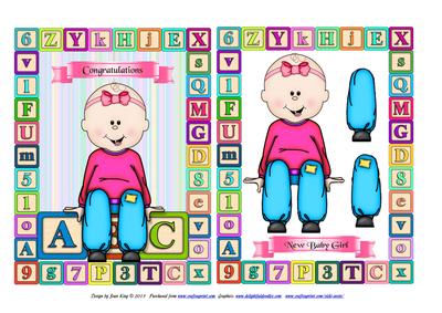 Baby Girl on Blocks