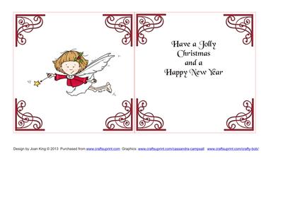 Set of 6 Christmas Inserts 6 Inch Red Children 6