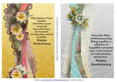 Golden and Silver Wedding Anniversary Toppers Quick Cards