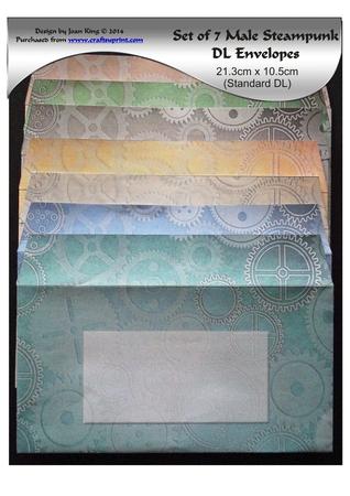 Set of 7 Male Dl Steampunk Envelopes