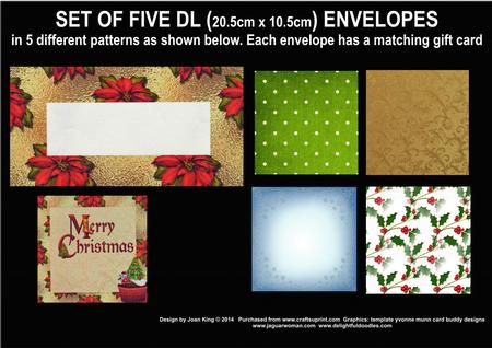 Set of Five DL Christmas Envelopes
