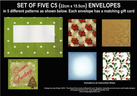 Set of Five C5 Christmas Envelopes