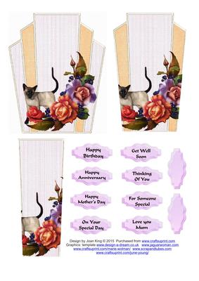 Art Deco Cat and Roses