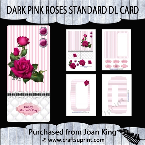 Dark Pink Roses standard DL card