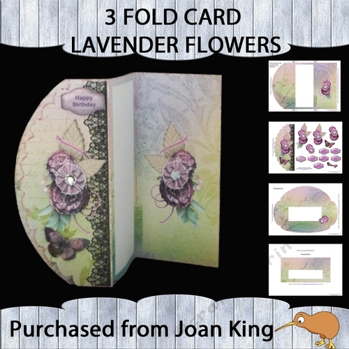 3 Fold Card Lavender Flowers
